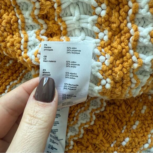 Maje Milio Chunky Stripe Cotton Blend Cardigan in Yellow Size 1 - Picture 5 of 5